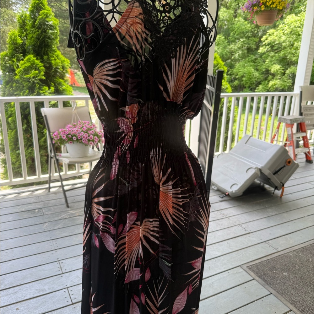 Nali Collection Pink and Gold Maxi Sundress